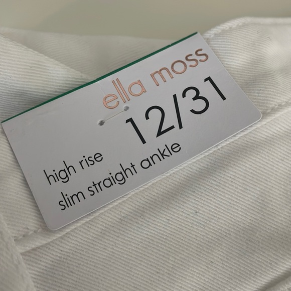 Ella Moss White High Rise Slim Straight Ankle Jean-Size 12 - Picture 8 of 15